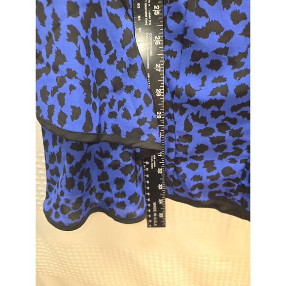 Simply Vera Wang Dress Womens Size Medium Blue Black Short Sleeve Chiffon Tie... - Picture 5 of 7